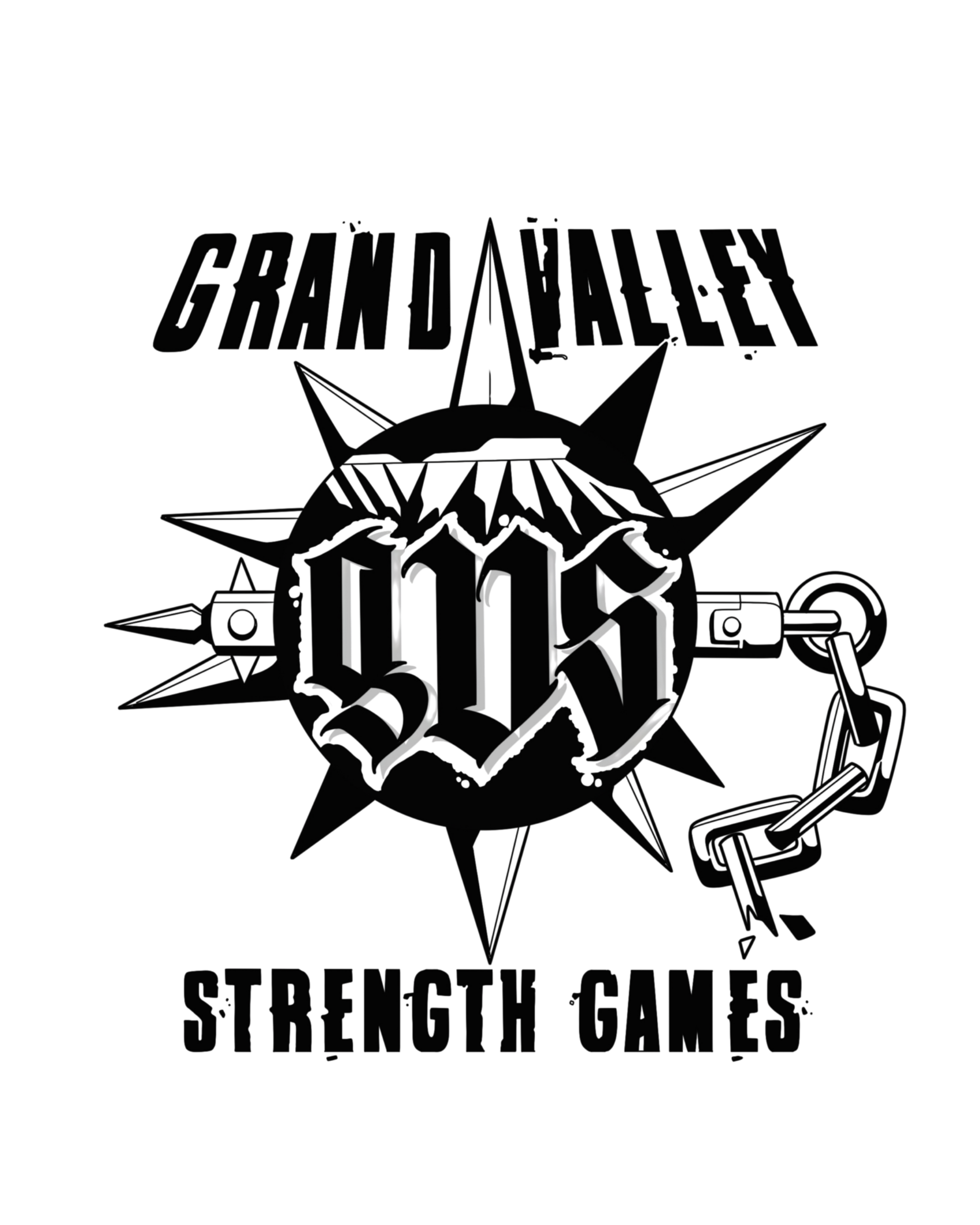 Grand Valley Strength Games logo with a spiked mace and chain